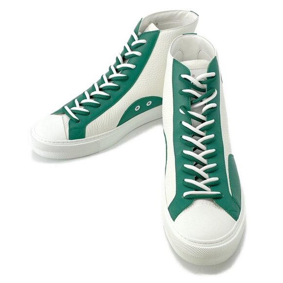 LOUIS VUITTON Tattoo Line Sneakers Size 8.5 Leather White/Green - Picture 3 of 16